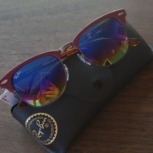 Ray-Ban Clubmaster Burgundy & Rainbow Sunglasses
